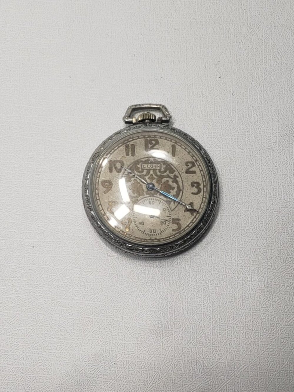 Vintage Elgin Pocket Watch 15 Jewel Ornate Dial Sub Seconds Defiance Case